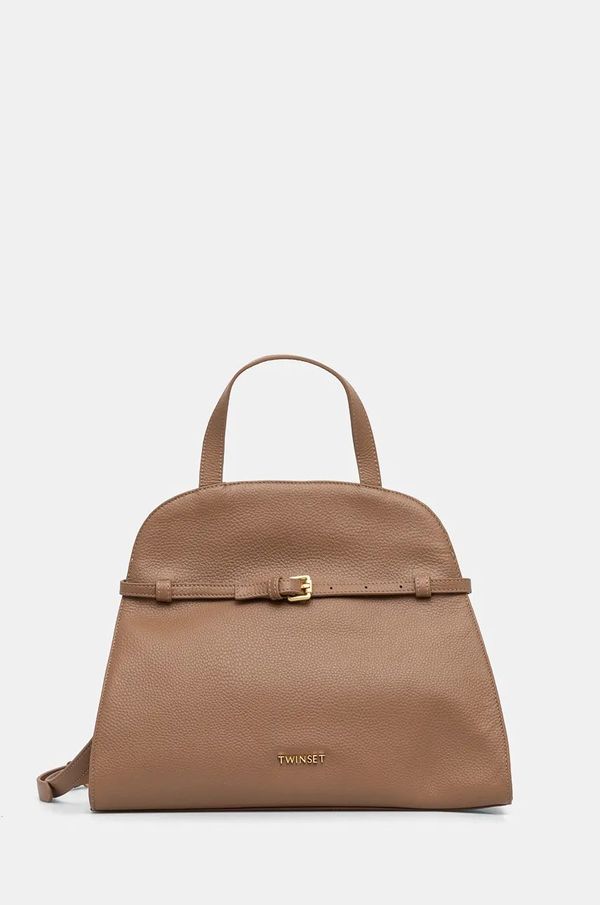 Twinset Kožna torba Twinset boja: smeđa, 242TD8371