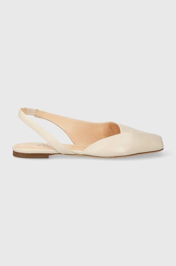 AGL Kožne balerinke AGL Rina Sling B boja: bež, s otvorenom petom, D550002PCSOFTY0119