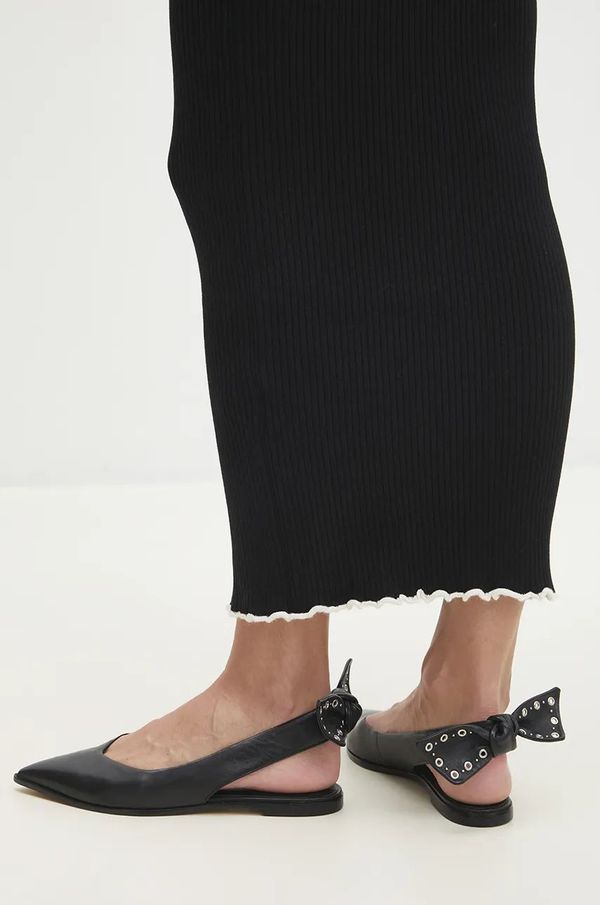 Answear Lab Kožne balerinke Answear Lab boja: crna, s otvorenom petom