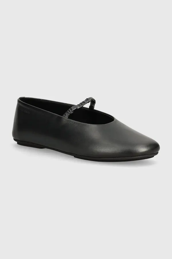 Calvin Klein Kožne balerinke Calvin Klein BALLERINA W/STRAP PEARL LTH