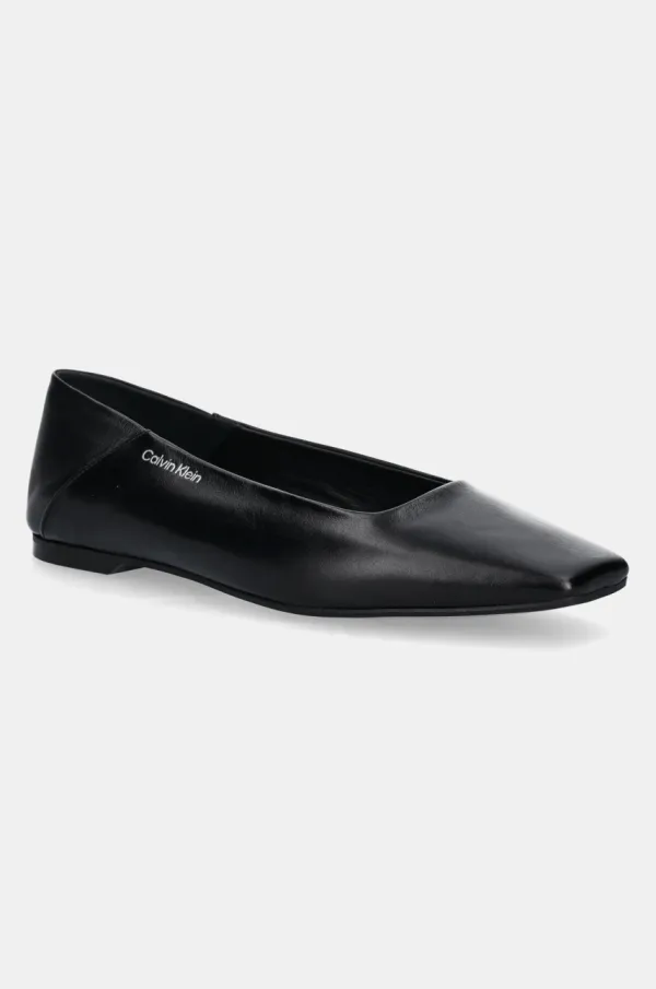 Calvin Klein Kožne balerinke Calvin Klein FLAT BALLERINA - LTH boja: crna, HW0HW02463