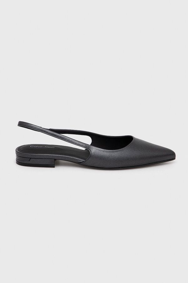 Calvin Klein Kožne balerinke Calvin Klein FLAT SLINGBACK PUMP PEARL boja: crna, s otvorenom petom, HW0HW02120