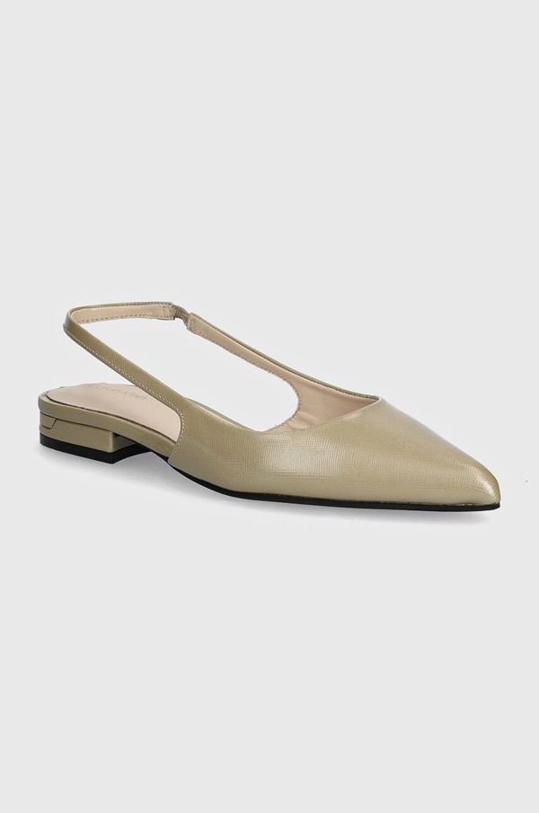Calvin Klein Kožne balerinke Calvin Klein FLAT SLINGBACK PUMP SAFF boja: siva, s otvorenom petom, HW0HW02135