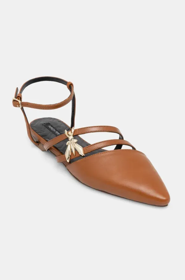 Patrizia Pepe Kožne balerinke Patrizia Pepe boja: smeđa, s otvorenom petom, 8Z0100 L048 B815