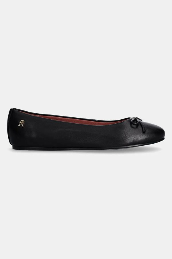 Tommy Hilfiger Kožne balerinke Tommy Hilfiger BALLERINA LEATHER FLAT BOW boja: crna, FW0FW08359