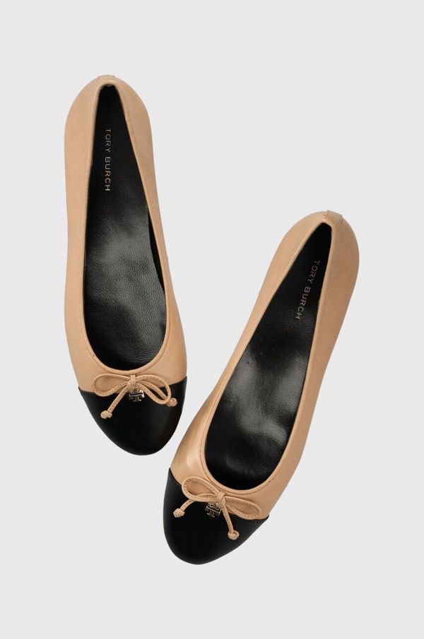 Tory Burch Kožne balerinke Tory Burch CAP-TOE BALLET boja: bež, 154513-200