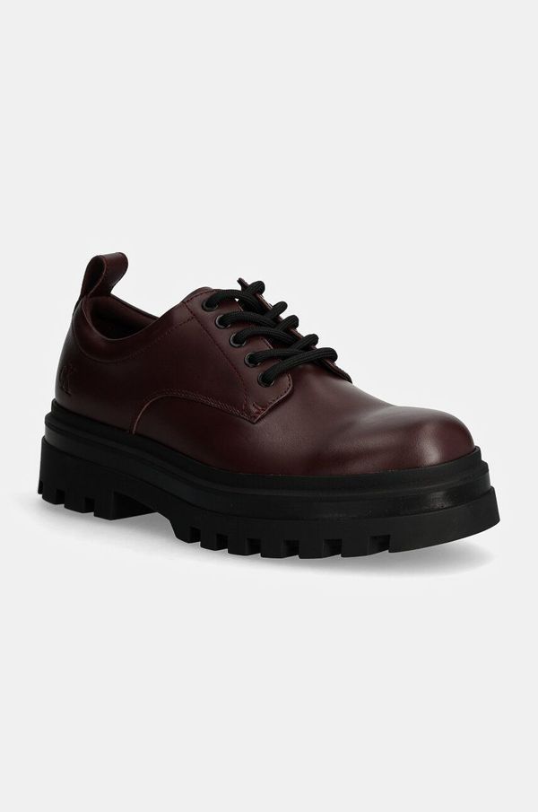 Calvin Klein Jeans Kožne cipele Calvin Klein Jeans LUGGED DERBY SHOE LTH za muškarce, boja: bordo, YM0YM01085