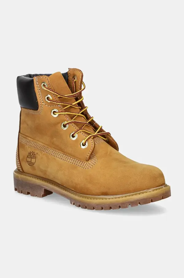 Timberland Kožne cipele Timberland Premium 6 Inch za žene, boja: smeđa, ravni potplat, sa srednje toplom podstavom, TB1103617131
