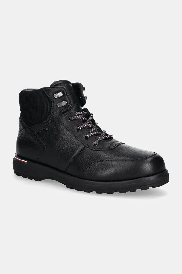 Tommy Hilfiger Kožne cipele Tommy Hilfiger CORPORATE WARM OUTDOOR LTH BOOT za muškarce, boja: crna, FM0FM05148