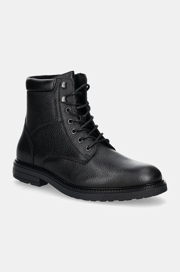 Tommy Hilfiger Kožne cipele Tommy Hilfiger HILFIGER OUTDOOR WARM LTH BOOT za muškarce, boja: crna, FM0FM05192