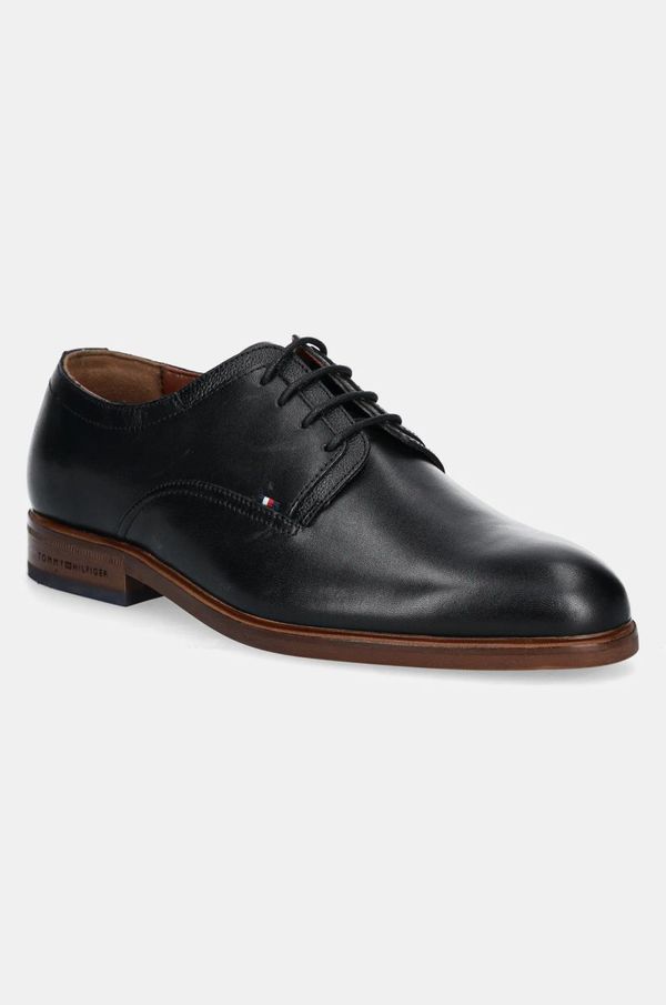 Tommy Hilfiger Kožne cipele Tommy Hilfiger HILFIGER THUNIT LEATHER SHOE za muškarce, boja: crna, FM0FM05472