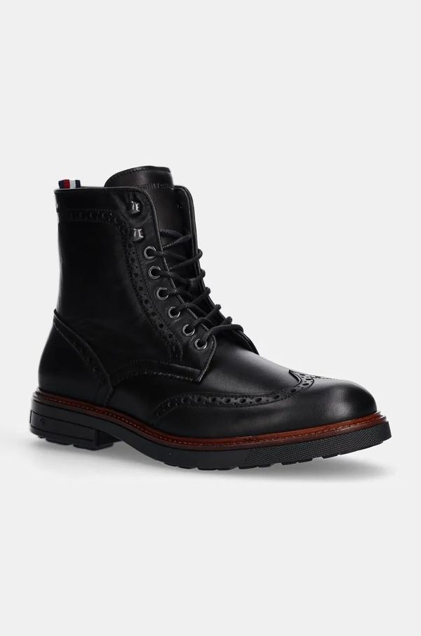 Tommy Hilfiger Kožne cipele Tommy Hilfiger HILFIGER WARM LTH BROGUE BOOT za muškarce, boja: crna, FM0FM05195