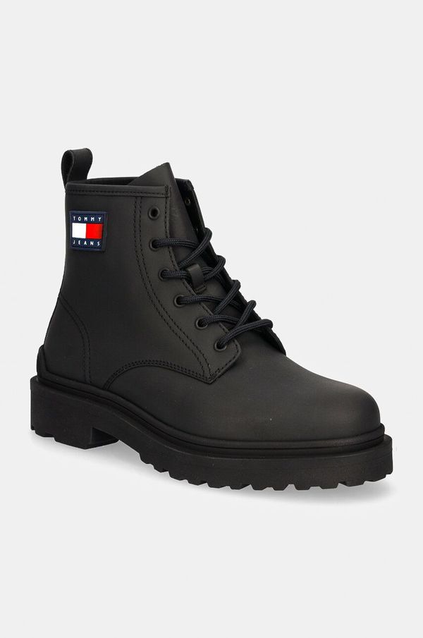 Tommy Jeans Kožne cipele Tommy Jeans TJM LEATHER LACE UP BOOT za muškarce, boja: crna, EM0EM01447