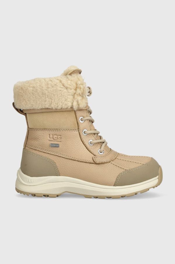 Ugg Kožne cipele UGG Adirondack Boot III za žene, boja: bež, ravni potplat, s toplom podstavom, 1095141