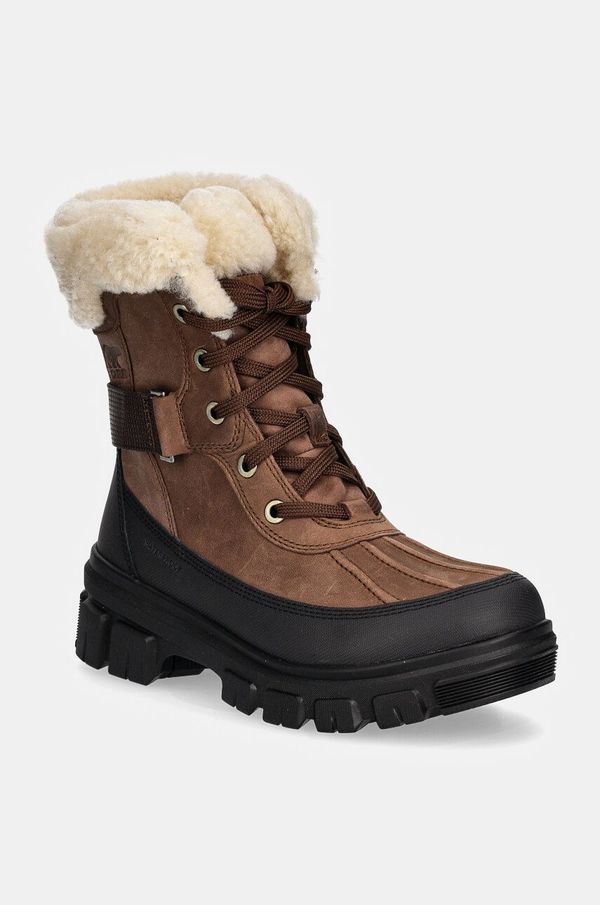 Sorel Kožne cipele za snijeg Sorel TORINO V PARC WP OUTDRY boja: smeđa, 2106721256