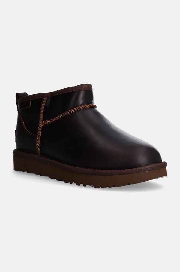 Ugg Kožne cipele za snijeg UGG Classic Ultra Mini Lthr Regen boja: smeđa, 1163490-IWD