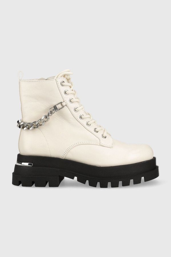 Aldo Kožne čizme Aldo Grandeur za žene, boja: bijela, ravna potpetica