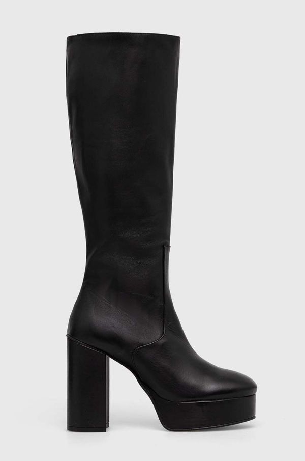 Alohas Kožne čizme Alohas Joanna za žene, boja: crna, s debelom potpeticom, S00766.25