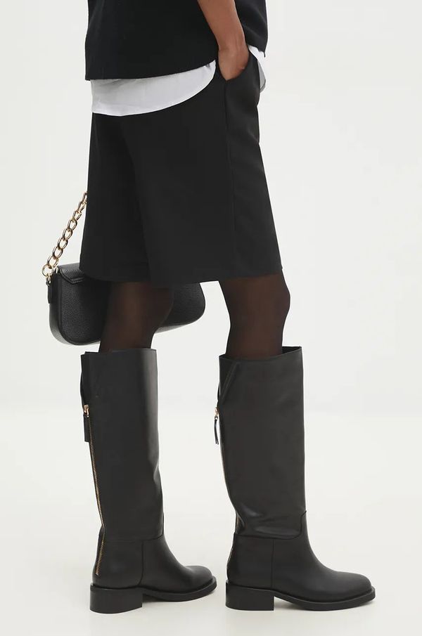 Answear Lab Kožne čizme Answear Lab za žene, boja: crna, s debelom potpeticom