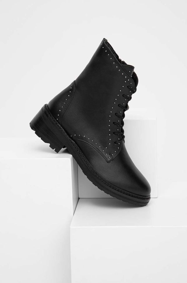 Answear Lab Kožne čizme Answear Lab za žene, boja: crna, s platformom