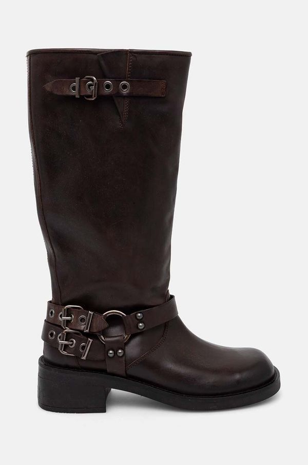 Bianco Kožne čizme Bianco BIAHARPER za žene, boja: smeđa, ravni potplat, 11301293