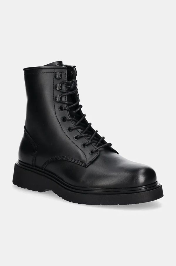 Calvin Klein Kožne čizme Calvin Klein LACE UP BOOT W/ ZIP LTH za muškarce, boja: crna, HM0HM01575