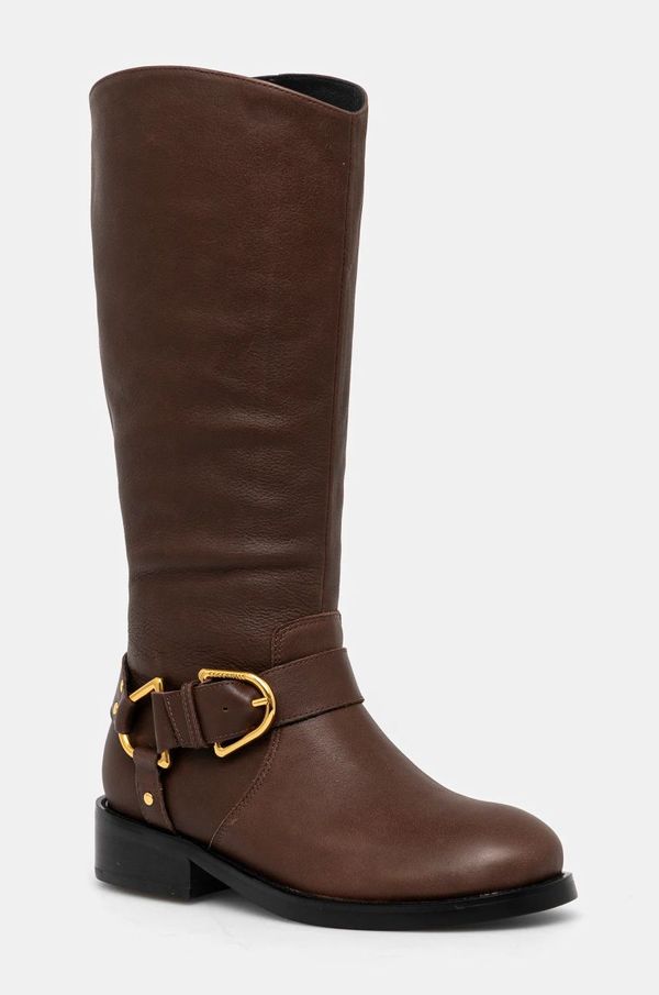 Coccinelle Kožne čizme Coccinelle za žene, boja: smeđa, ravni potplat, E4 REJ 15 01 01 W97