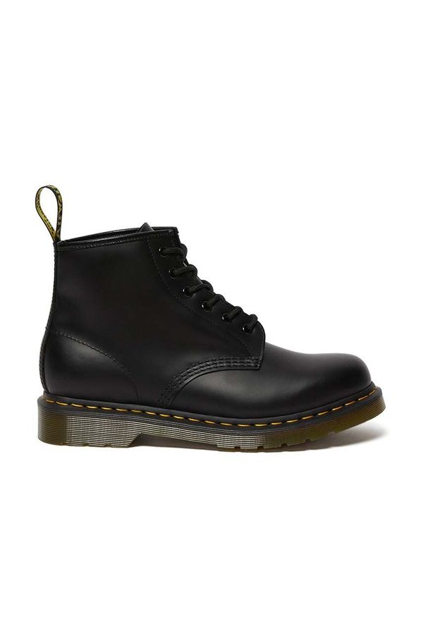 Dr. Martens Kožne čizme Dr. Martens 101 Yellow Stitch za žene, boja: crna, ravni potplat 26206001
