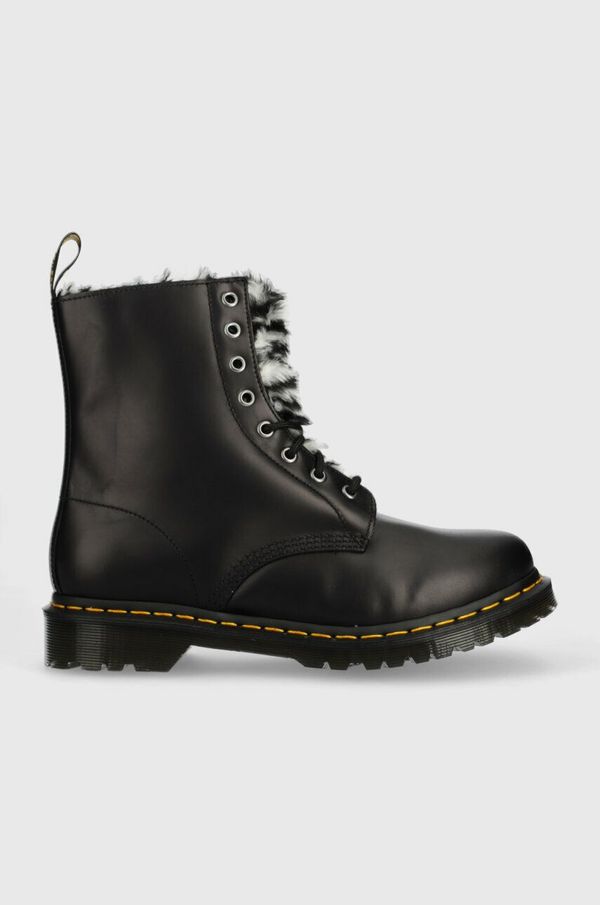 Dr. Martens Kožne čizme Dr. Martens 1460 Serena za žene, boja: crna, ravna potpetica, s toplom podstavom