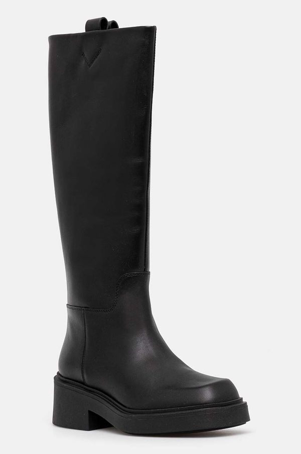 Furla Kožne čizme Furla College High Boot za žene, boja: crna, ravni potplat, YI50FCG WU0000 3350S