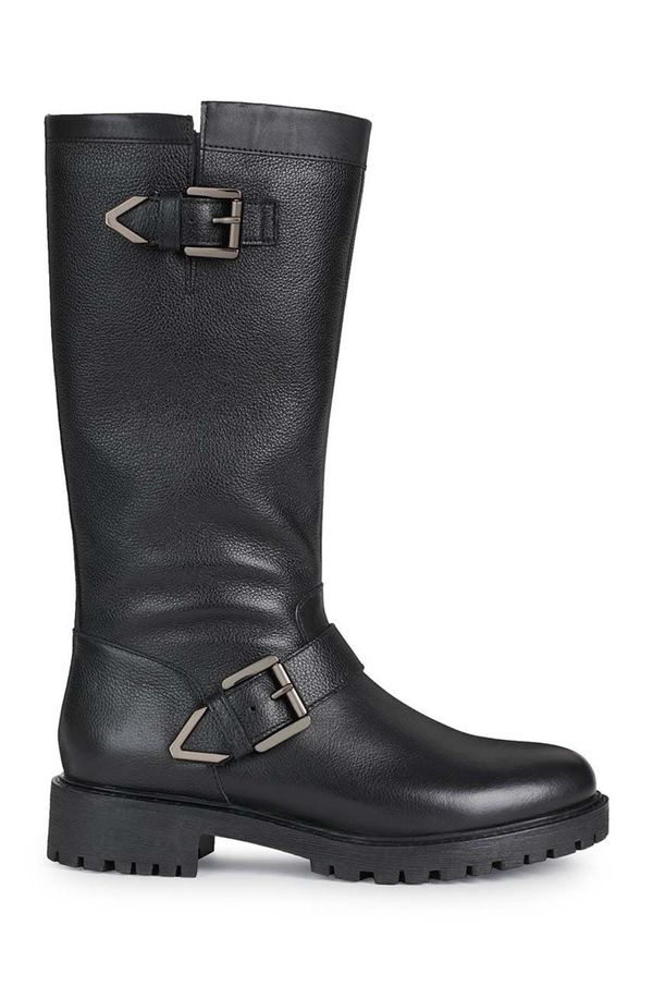 Geox Kožne čizme Geox D16FTH 04643 C9999 D HOARA H za žene, boja: crna, ravni potplat
