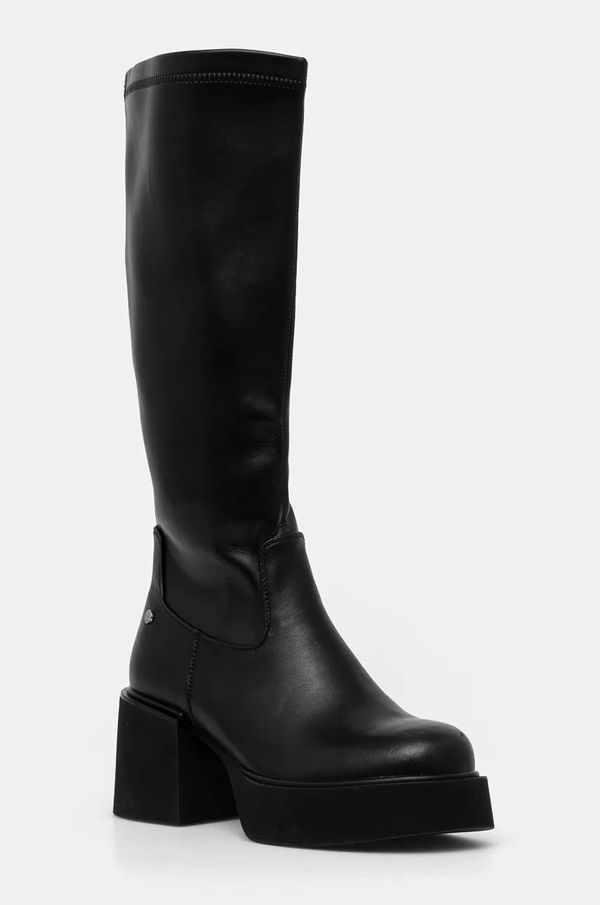 Goe Kožne čizme GOE za žene, boja: crna, s debelom potpeticom, OO2N4407 BLACK