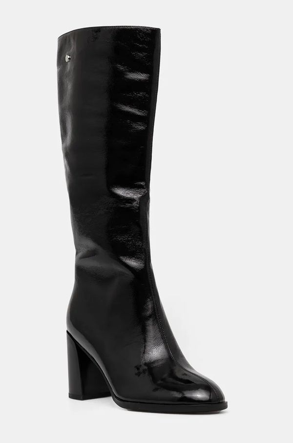 Goe Kožne čizme GOE za žene, boja: crna, s debelom potpeticom, sa srednje toplom podstavom, OO2N4408 BLACK