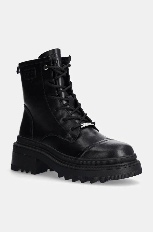 Goe Kožne čizme GOE za žene, boja: crna, s platformom, sa srednje toplom podstavom, OO2N4115 BLACK