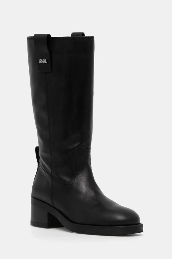 Karl Lagerfeld Kožne čizme Karl Lagerfeld BROOKLYN za žene, boja: crna, s debelom potpeticom, KL41774