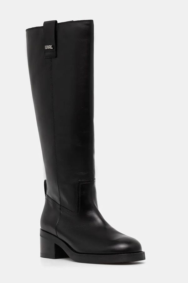 Karl Lagerfeld Kožne čizme Karl Lagerfeld BROOKLYN za žene, boja: crna, s debelom potpeticom, KL41790