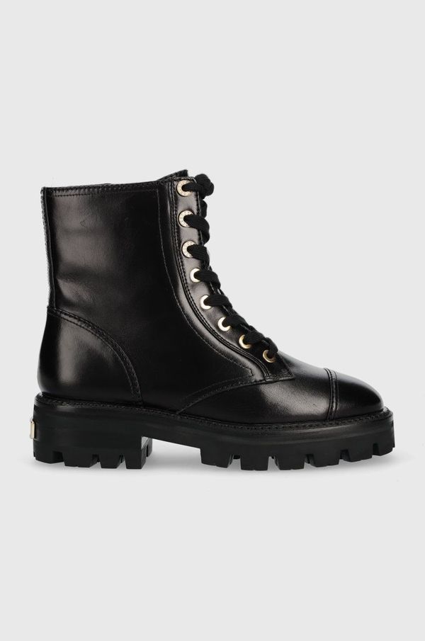 Kate Spade Kožne čizme Kate Spade Merritt Lug za žene, boja: crna, ravna potpetica