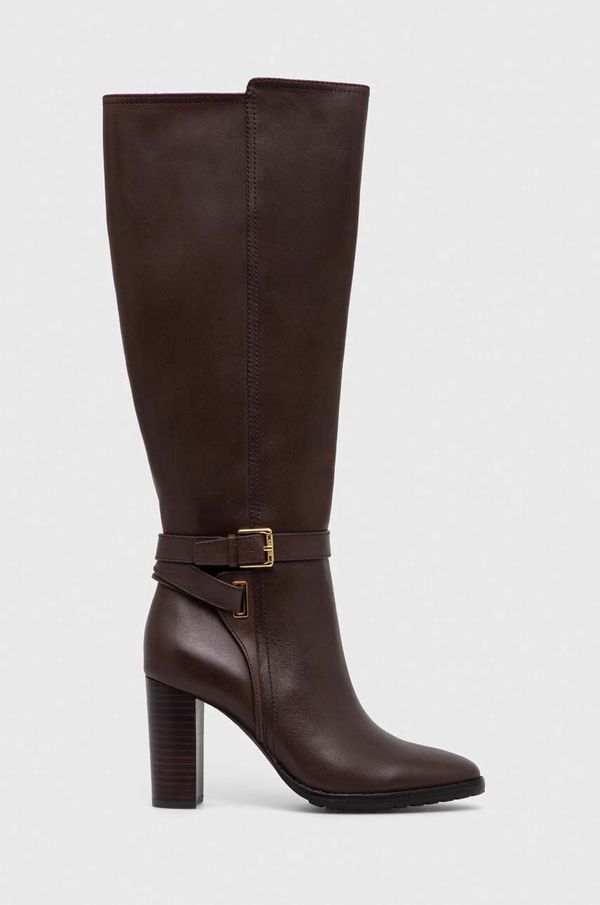 Lauren Ralph Lauren Kožne čizme Lauren Ralph Lauren Manchester za žene, boja: smeđa, s debelom potpeticom, 802912286003
