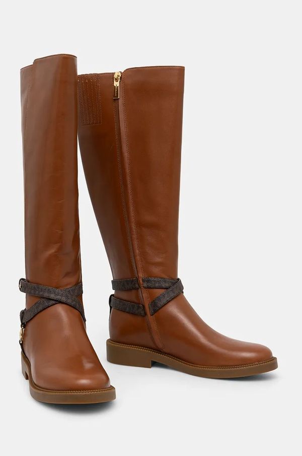 MICHAEL Michael Kors Kožne čizme MICHAEL Michael Kors Abigail za žene, boja: smeđa, ravni potplat, 40F4ABMB7L.227