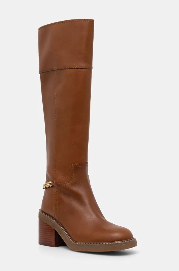 MICHAEL Michael Kors Kožne čizme MICHAEL Michael Kors Carlisle za žene, boja: smeđa, s debelom potpeticom, 40F4CLMB5L.230