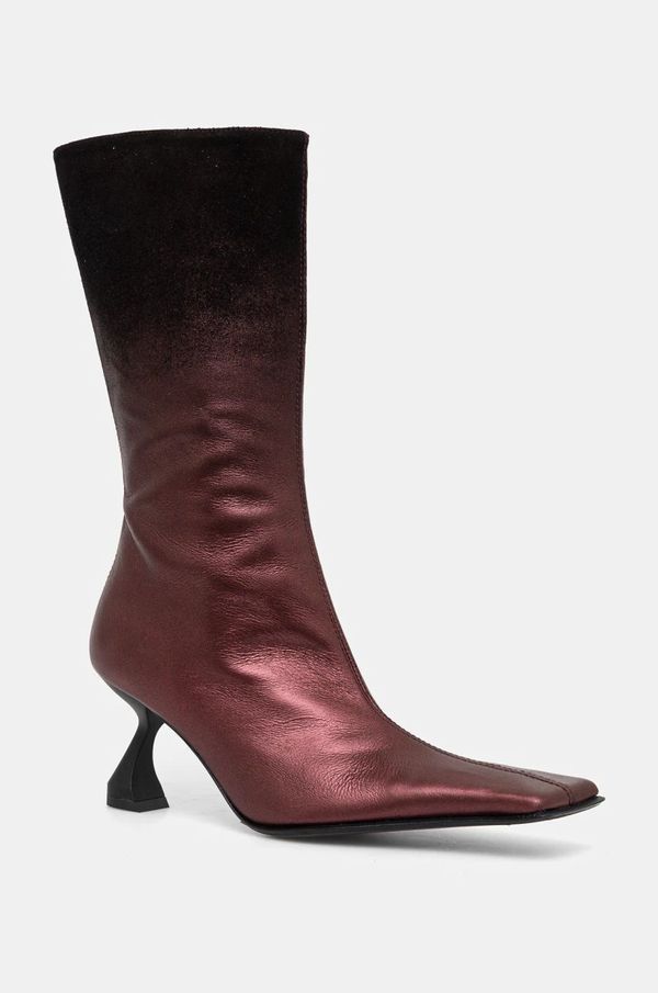 Miista Kožne čizme Miista Pearl za žene, boja: bordo, s tankom potpeticom, MI_5593