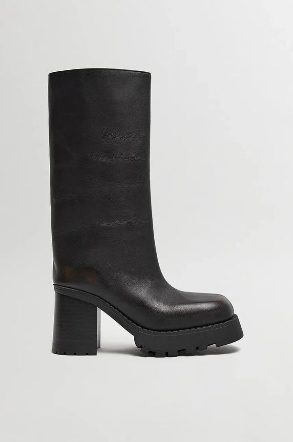 Miista Kožne čizme Miista Steffi za žene, boja: crna, s debelom potpeticom, E8_3814