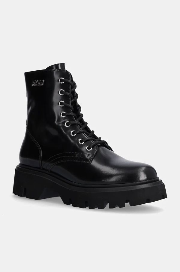 MSGM Kožne čizme MSGM za žene, boja: crna, s platformom, 3741MDS155 513