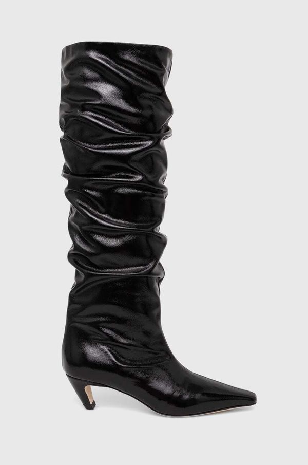 MSGM Kožne čizme MSGM za žene, boja: crna, s tankom potpeticom, 3741MDS710 848