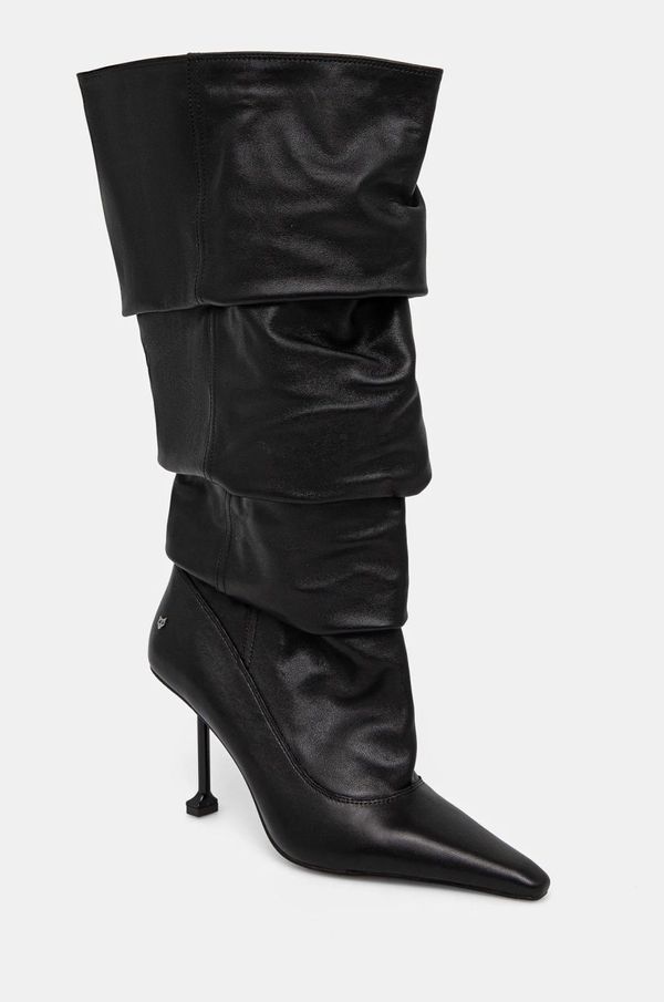 Naked Wolfe Kožne čizme Naked Wolfe Vern za žene, boja: crna, s tankom potpeticom, Vern Nappa Prince Leather Black