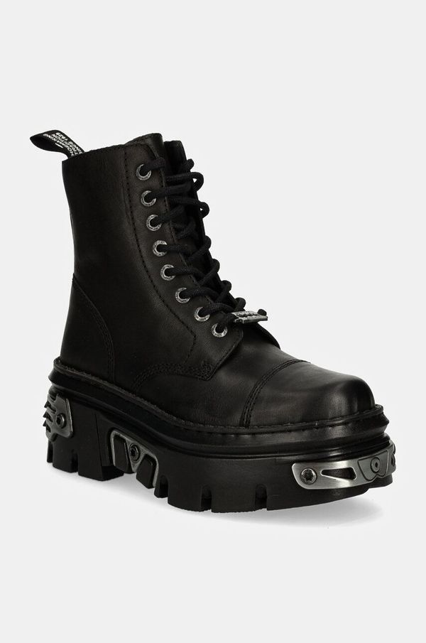 New Rock Kožne čizme New Rock CRUST NEGRO + REACTOR NEGRO za žene, boja: crna, s platformom, M-WALL083CCT-S12