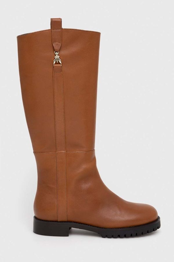 Patrizia Pepe Kožne čizme Patrizia Pepe za žene, boja: smeđa, ravni potplat, 8Y0052 L078 B757