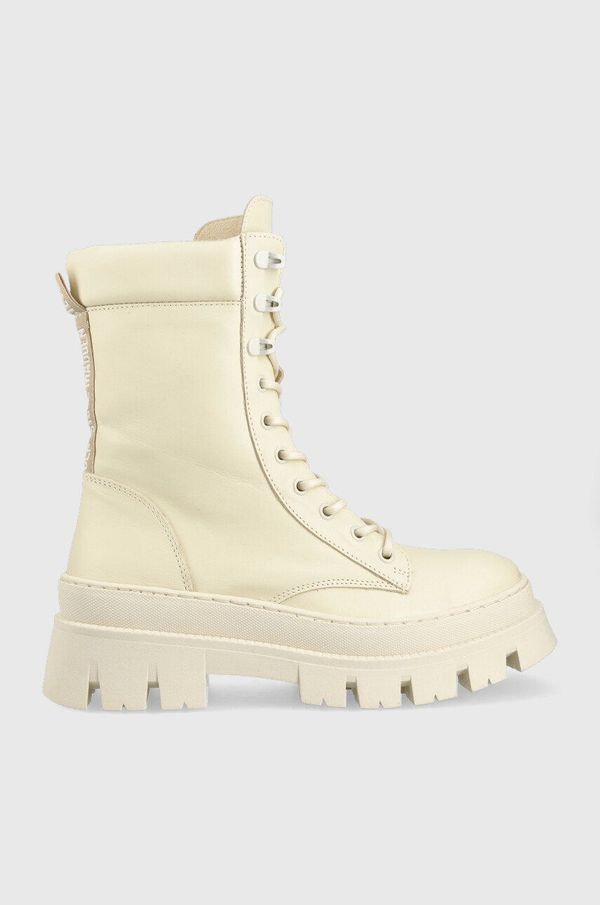 Steve Madden Kožne čizme Steve Madden Fezza za žene, boja: bež, ravna potpetica, s polutoplom podstavom