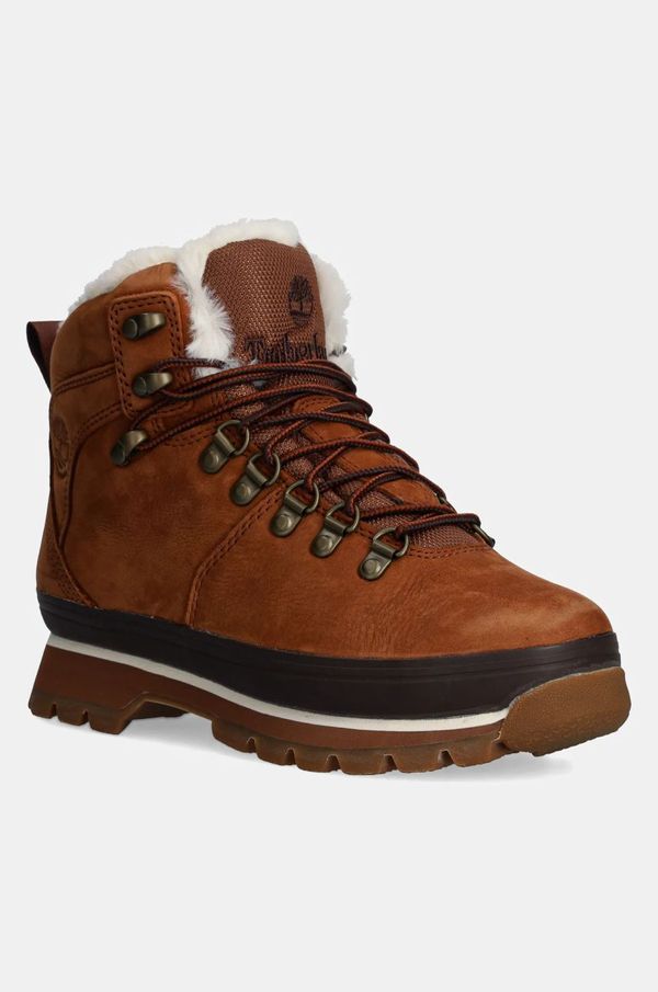 Timberland Kožne čizme Timberland Euro Hiker za žene, boja: smeđa, ravni potplat, sa srednje toplom podstavom, TB1A2KE7F131
