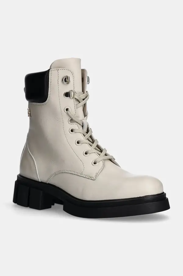 Tommy Hilfiger Kožne čizme Tommy Hilfiger LACE-UP BIKER LEATHER